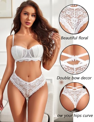 Avidlove Lace Cheeky Panties for Women Criss Cross Back Cute Floral Hipster Underwear3