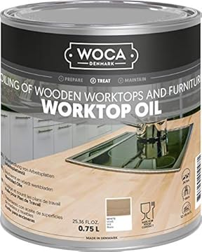 WOCA Denmark Worktop Oil White |750 ml| Finish & Restore Wood Butcher Block countertops, Cutting Boards, Kitchen Furniture and Other Wood Items Naturally. Food Contact Safe