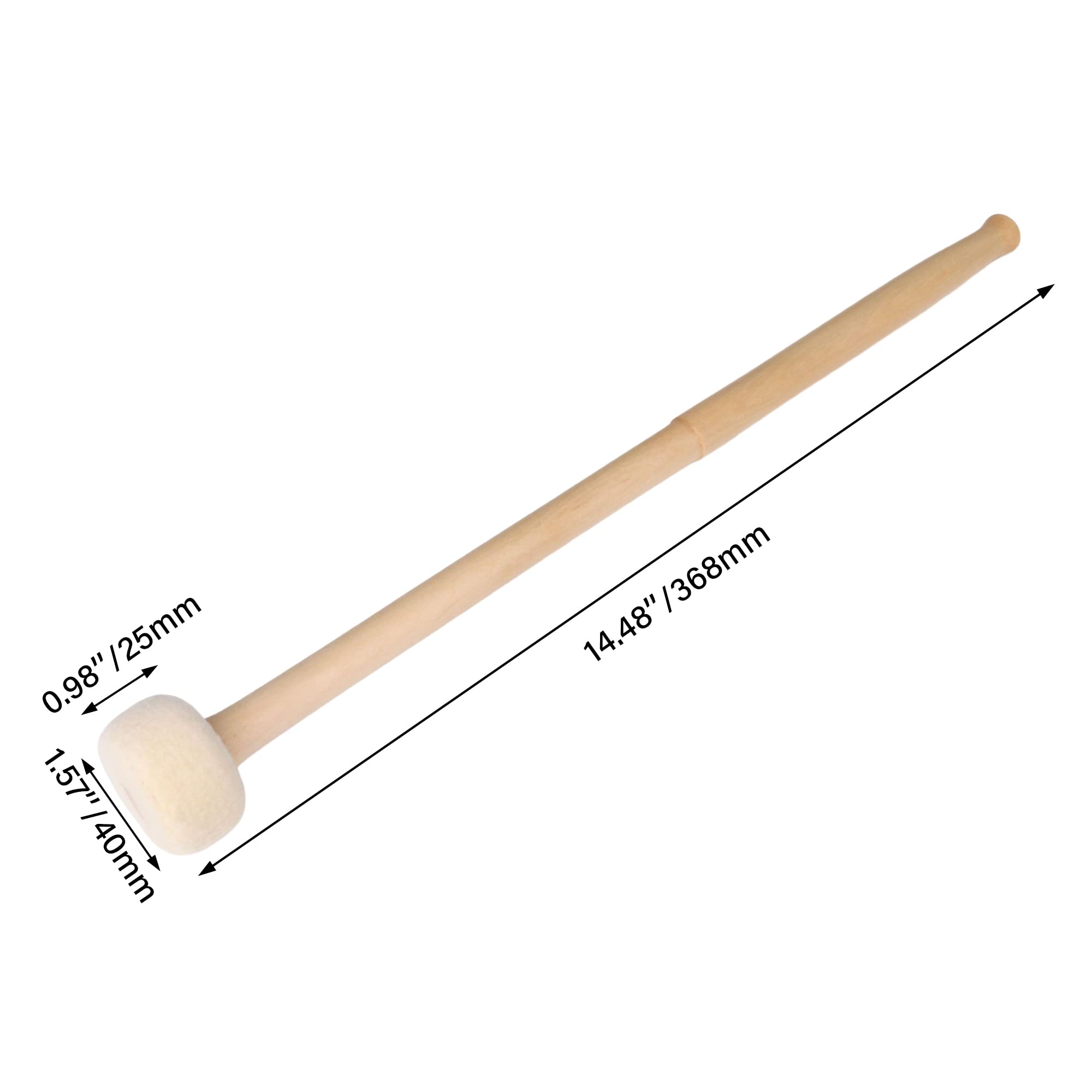 Yibuy Juego de 10 mazos de madera para timbales de percusión con cabeza de fieltro para bombo