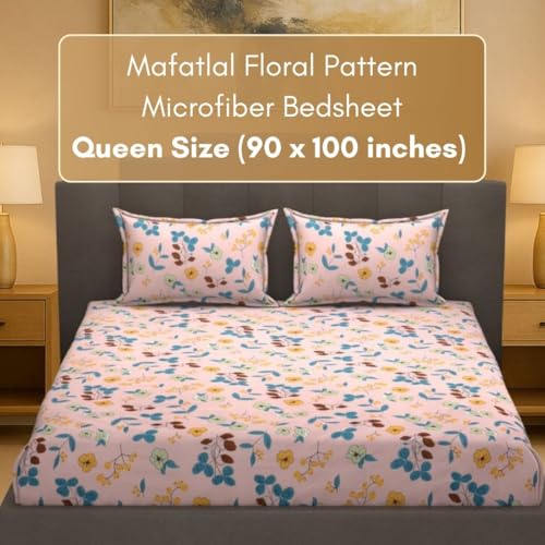 Image of Mafatlal Luxe Lilac 140 GSM Elegant Bedsheet with 2 Pillow Cover for Double Bed and Queen Size, 90x100 Inch - Blush, Premium Microfiber, Soft & Lightweight