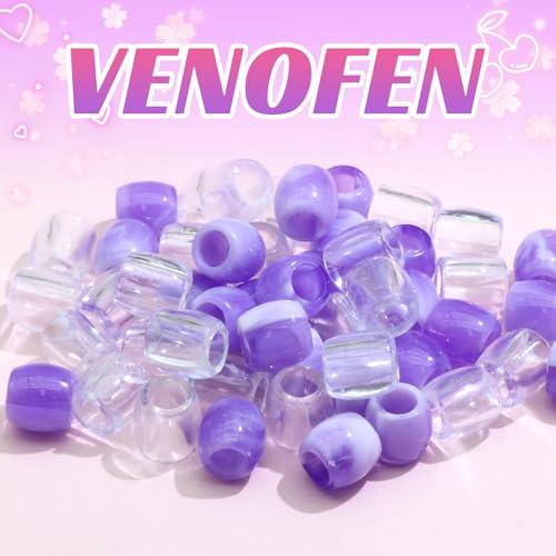 Cuentas de pelo moradas jumbo evitan enredos en trenzas y rastas infantiles pack decorativo 7