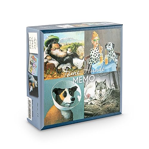 Inkognito | 40052 ''feine Hunde Memo'' | lustiges Memo-Spiel für Hundeliebhaber/Gedächtnis-Spiel/Legespiel | Künstler: Michael Sowa, Rudi Hurzelmeier, Quint Buchholz, Beck, UVM.