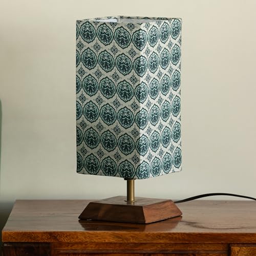 Image of ExclusiveLane 'Paisley-Carved' Mango Wooden Table Lamp for Bedroom Living Room Home Decoration & Bedside Lamp Bed Lamps for Side Table Side Lamp for Bed Room (33 Cm, Without Bulb, Handcrafted)