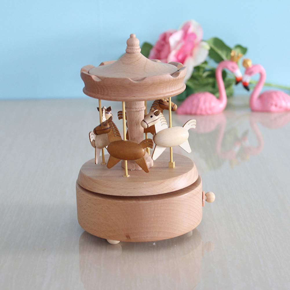 Escenarios Innovadores Caja de Música de Madera, Primo Creativo manivela de Madera artesanías Caja de música Mejor Regalo y Decoraciones Idea para Cumpleaños, Navidad - Merry-Go-Round