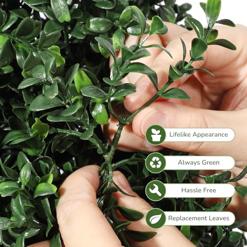 Artificial Boxwood Topiary Trees - Cone Shape Fake Plant with Modern Black Planter, 3FT Faux Outdoor Plants for Indoor Front Porch Plants Set of 2