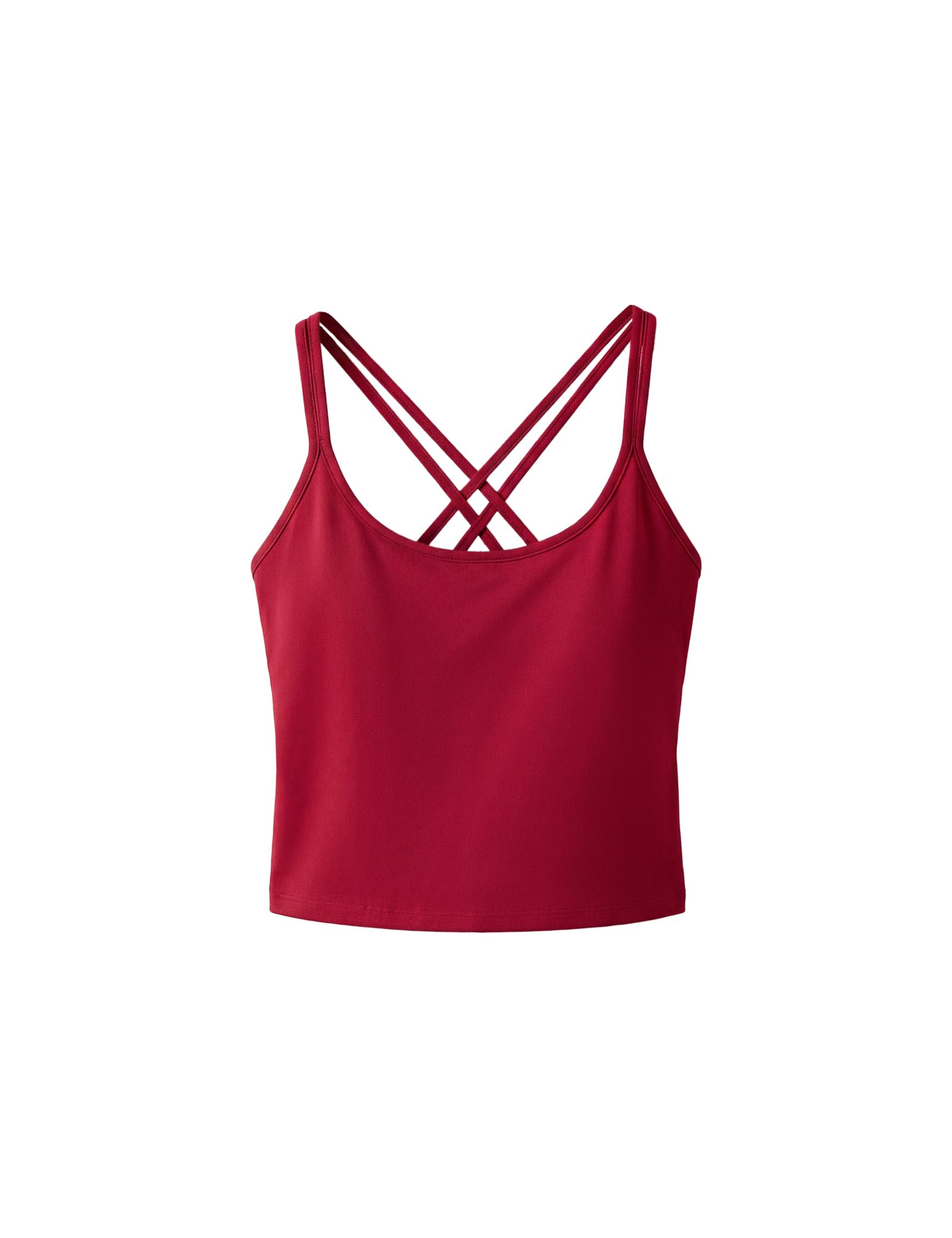 Enorsia Womens Cross Back Crop Cami Lightweight Breathable Soft Scoop Neck Tank Top, Delicate Strappy Back, Casual Summer Top (UK, Numeric, 14, Regular, Regular, Red)
