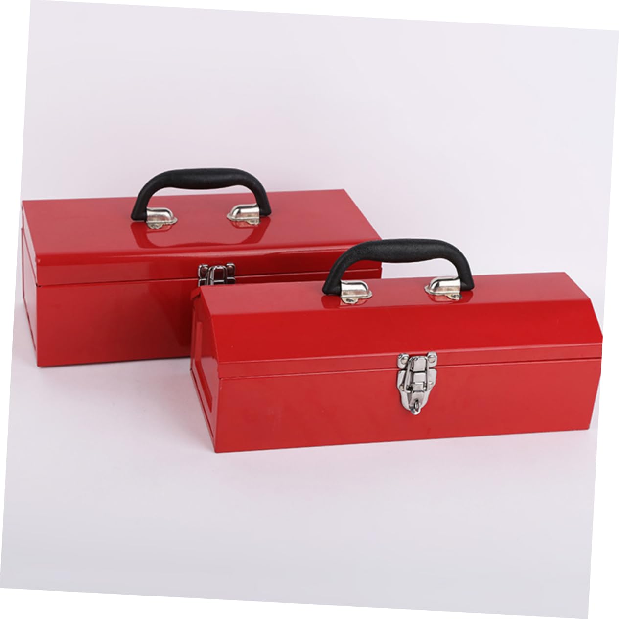 SHINEOFI Cassetta degli Attrezzi in Metallo Rossa, Portatile, in Lamiera Laminata a Freddo, Robusta e Resistente, per Officina e Riparazioni Domestiche