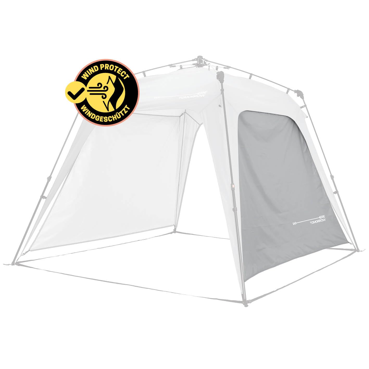 Lumaland Outdoor Seitenteil für Pop Up Pavillon | Seitenwand für Gartenzelt & Camping & Partyzelt | 225 x 155 x 132,5 cm | Passend für Lumaland Indoor & Outdoor Pavillons [Hell-Grau]