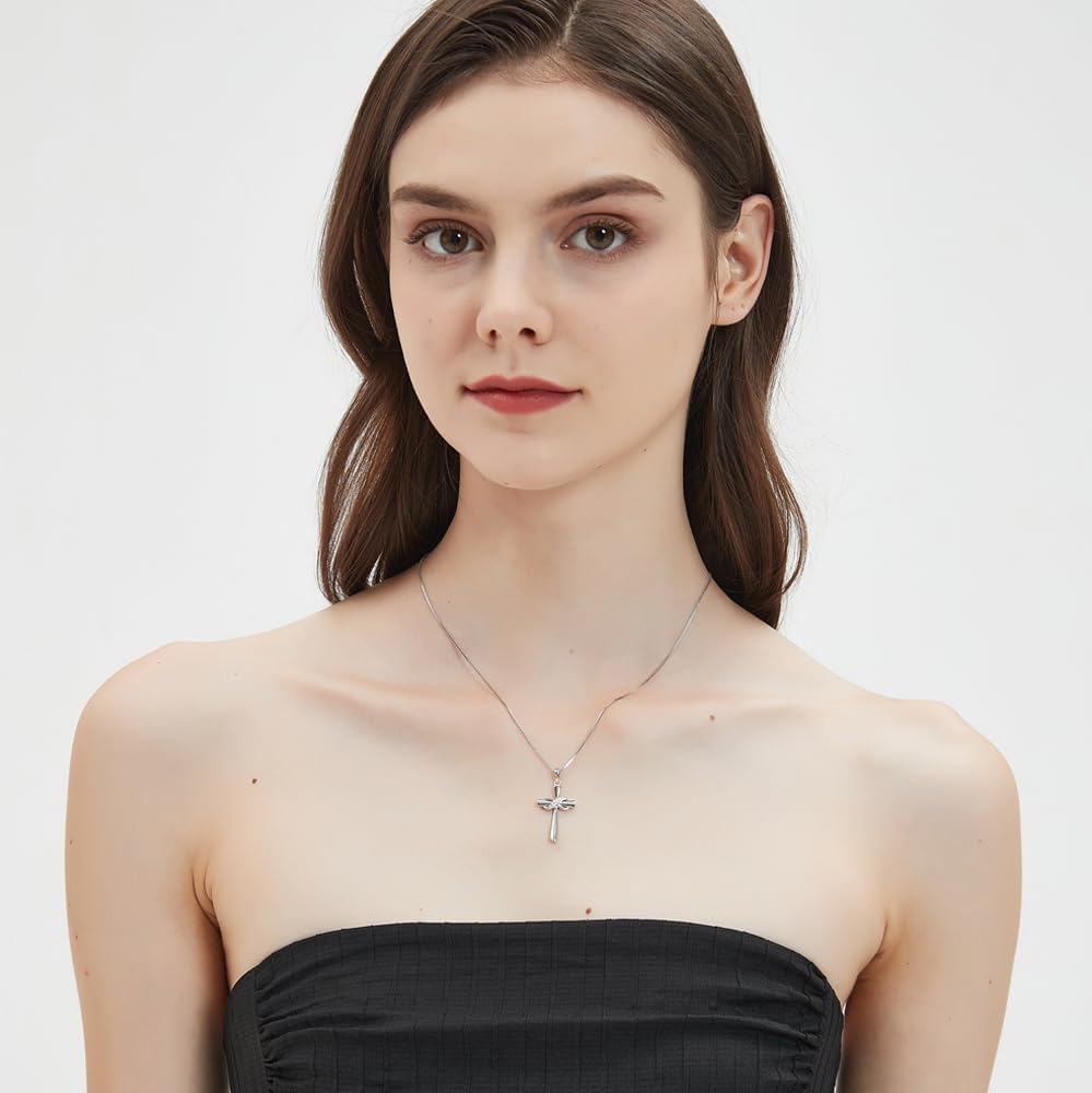 Infinity Cross Necklace for Women 925 Sterling Silver Danity Cross Pendant Necklace Christian Jewelry Baptism Gift 18''+2'' Chain - Image 3