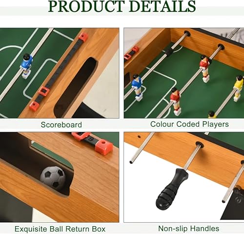 Image of RUP 4ft Foosball Table Game Soccer for Adults, Family & Kids, Vertical Folding & Space Saving Design