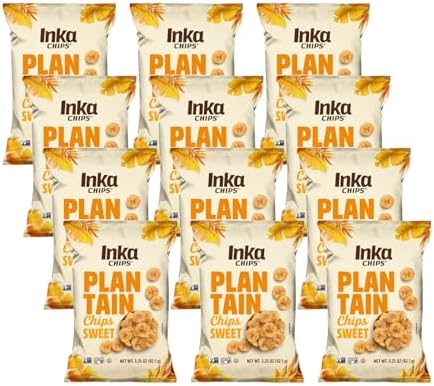 Inka Crops Sweet Plantain Chips, 3.25 oz, (Pack of 12)