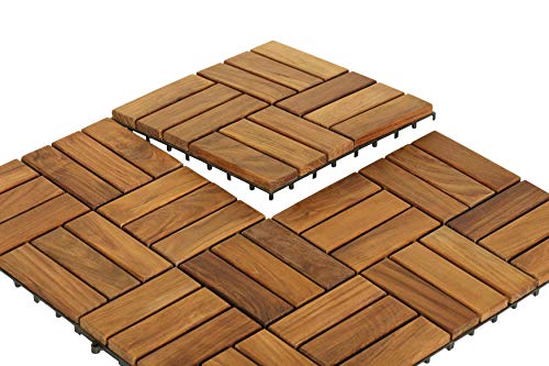 Bare Decor BARE-WF2009 Solid Teak Wood Interlocking Flooring Tiles (Pack of 10), 12" x 12", Brown by Bare Decor - Image 3