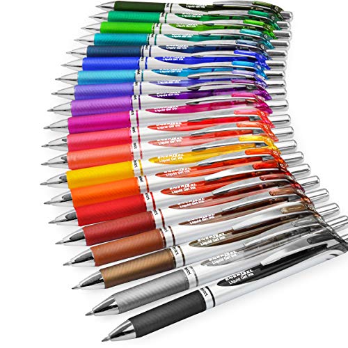 Pentel EnerGel XM BL77 Lot de 20 stylos à encre gel liquide rétractables 0,7 mm 54 % recyclés 1 de chaque couleur