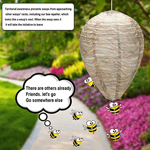 Wesp Nest Decoy, 4 stks opknoping nep wesp nest natuurlijke nep wesp nest afstotend waterdicht veilig nep val papier lokel effectieve afschrikking bijen horzels nep nest voor thuis en tuin buitenshuis (papier) - Image 5