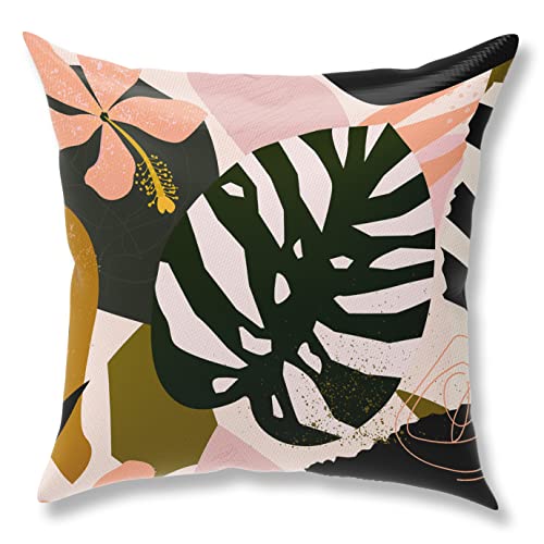 Zcyxuuw Palm Leaves Throw Pillow Covers, Pillow Covers 18X18, Set Of 4 Boho Tropical Monstera Leaves Pillowcase, Decorative Pillow Covers Cushion Covers For Couch, Bed, Sofa, Car Seat, Bedroom, Home #TOP2