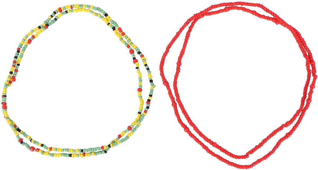 Didiseaon 2 Pieces Colorful Bikini Chain Waist Beads Double-string Beach Body Chain Handmade Belly Waist Jewelry for Women Summer Accessories