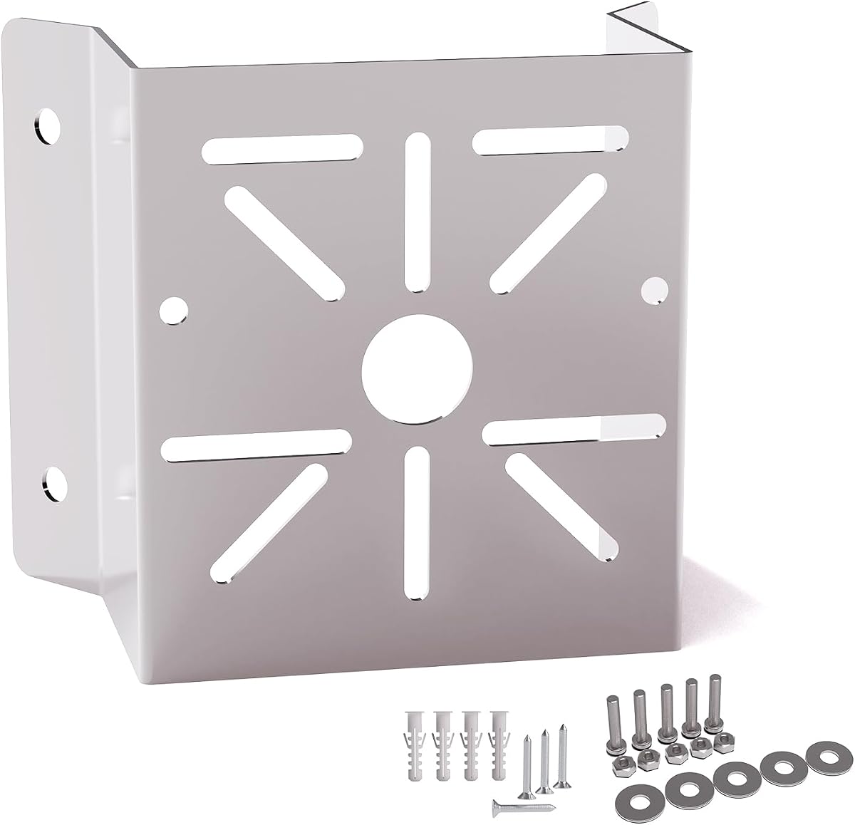 Universal Security Camera Corner Mount Bracket for Outdoor, Silver, 1 Pack | Solid Metal Outside Wall Corner Brackets for CCTV Cameras LED Wall/Stage Lights, Solar Panels, Install Hardware Include