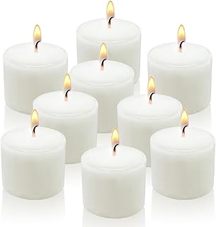 White Votive Candles, 9 Packs Small Unscented 1.5 Inch Diameter Wax Candles for Christmas Valentine's Day Wedding, Party, Table, Holiday & Home Decoration - 8 Hours Burn Time (1.5" W x 1.25" H)