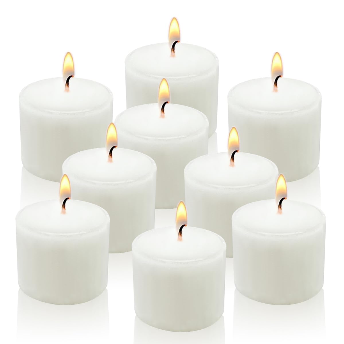 White Votive Candles, 9 Packs Small Unscented 1.5 Inch Diameter Wax Candles for Christmas Valentine's Day Wedding, Party, Table, Holiday &amp; Home Decoration - 8 Hours Burn Time (1.5" W x 1.25" H)