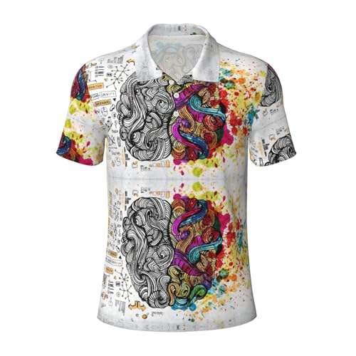 Chemise de golf homme manches courtes anti-transpiration imprimé cerveau