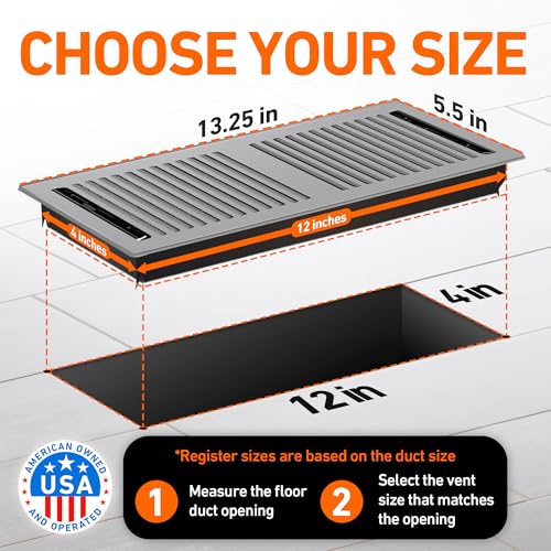 4X12 Floor Vent Covers Floor Register with Mesh Cover Trap, Heat and Air, Walkable Metal Floor Register for HVAC Duct, Contemporary, Light Grey by Home Intuition - Image 4