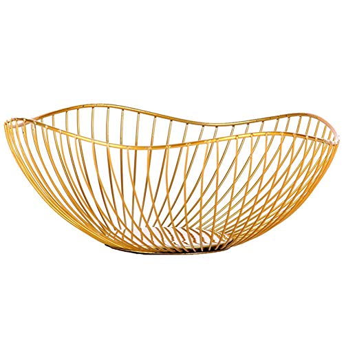 Métal Fruit Bowls Fruit Basket Merch Saladier Fruits légumes décoratifs Panier de rangement pour la cuisine Comptoir Table à manger Décoration d'or