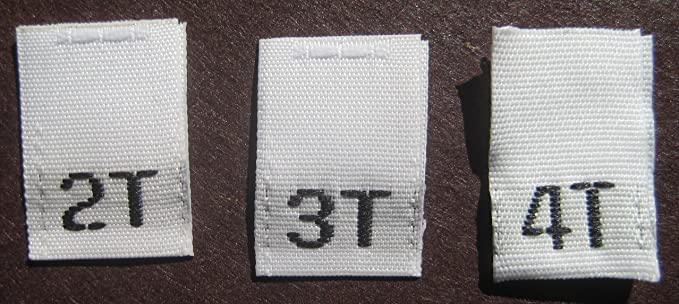 100pcs White Woven Toddler Clothing Sewing Label Garment Size TAG - 2T, 3T, 4T (33pcs Each)