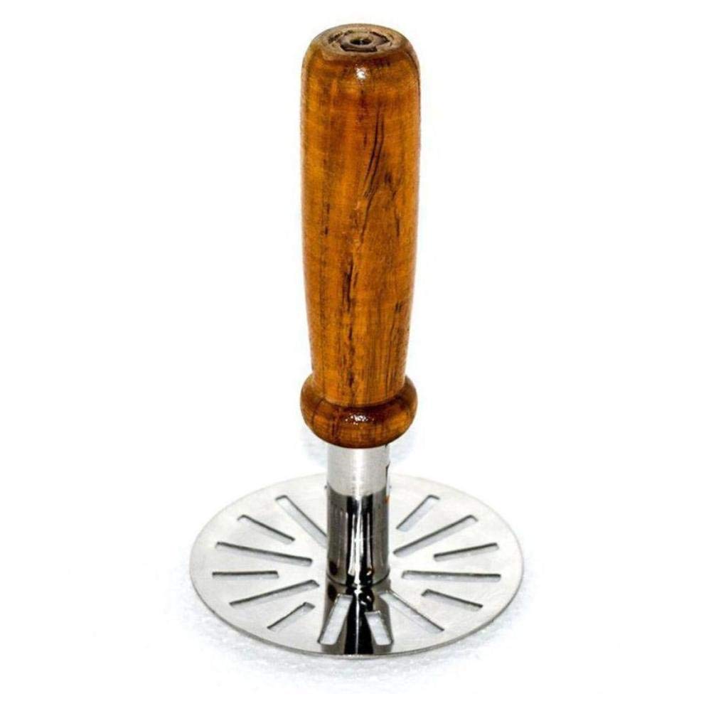 WHEEL CREW Stainless Steel Potato/Pav Bhaji/Aloo/Vegetable Smasher Masher Crusher with Wooden Handle - Pack of 1