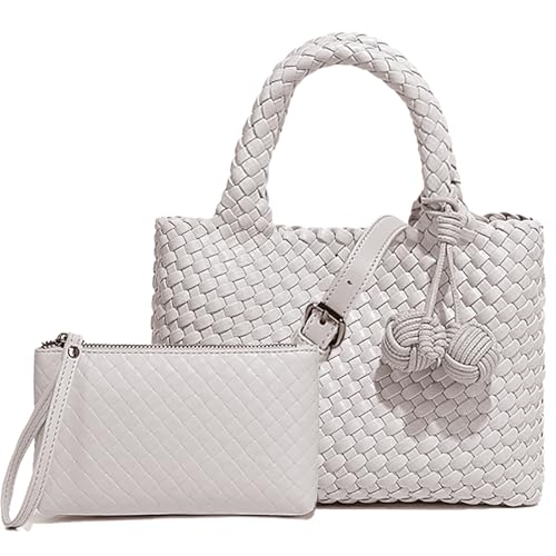 Woven Tote Bag for Women with Coin Purse, Foldable Chain Small Crossbody Handbags, Fashion Shoulder Bag, Hobo Satchel