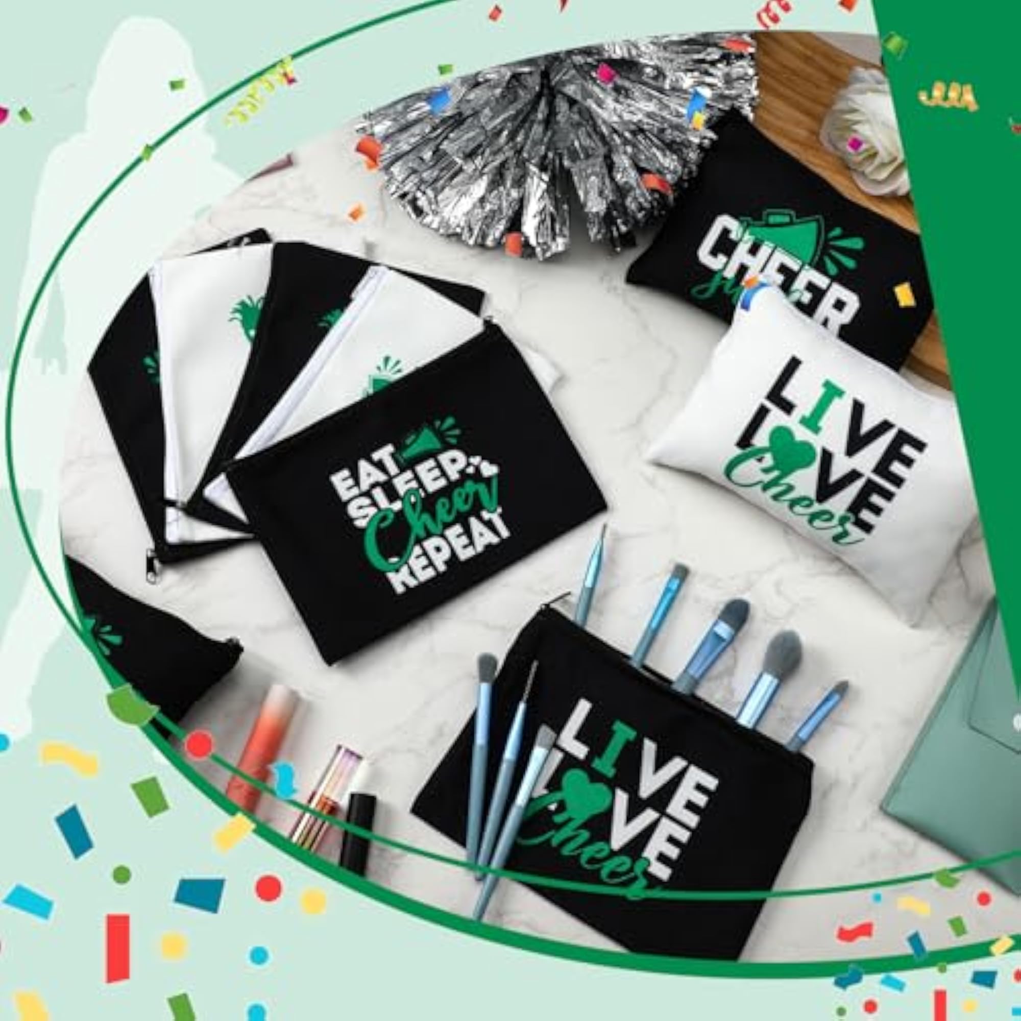 20 Pcs Cheer Makeup Bags, Cheerleader Gifts