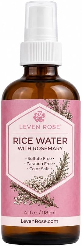 Leven Rose Spray Capilar de Água de Arroz Fermentada com Alecrim, Biotina, Queratina, Cafeína e Aloe Vera, Frasco de Vidro, 120 mL