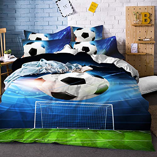 Earendel Parure De Lit Football Housse De Couette Les Sports Fans,1 Et 2 Personnes Lit,2/3/4 PCS Dessin Animé Housse De Couleur Garçon Couette/Taies d'oreiller/Drap Cover
