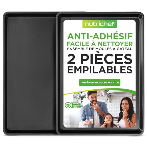 Plaques de Cuisson Non-adhésive NutriChef pour Éviter les Biscuits Brûlés et Collés