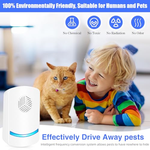 2024 Ultrasonic Pest Repeller 6 Pack - Indoor Electronic Plug-in Pest Control - Effective Ultrasound Repellent for Roaches, Rodents, Mice, Bugs, Mosquitoes, Spiders- Easy to Use and Maintenance-Free - Thumbnail 5