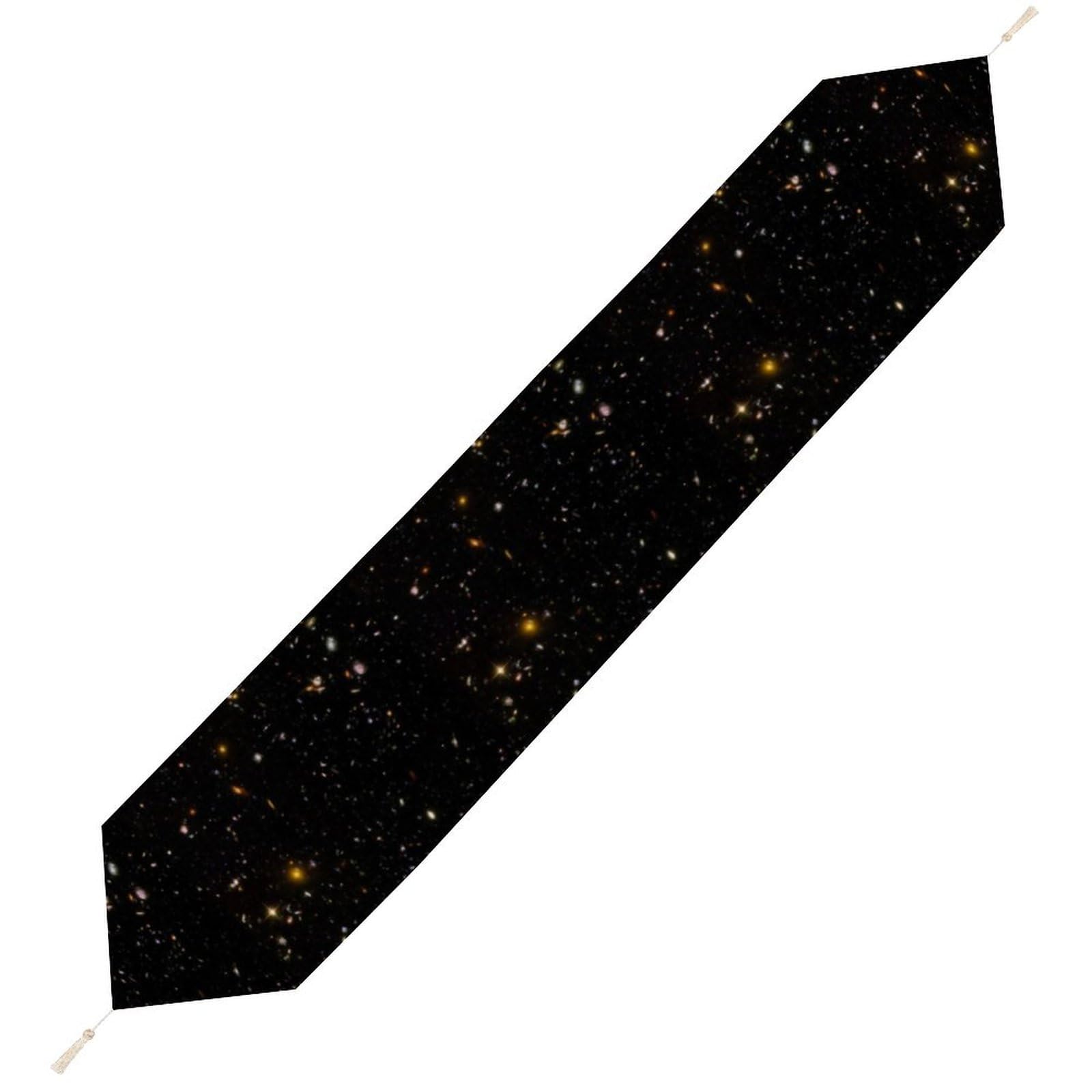 JZemdybill 178*33cm Table Runner with Tassel, Starry Sky Black Glitter Table Runner, Table Decoration for Kitchen, Party, Restaurant
