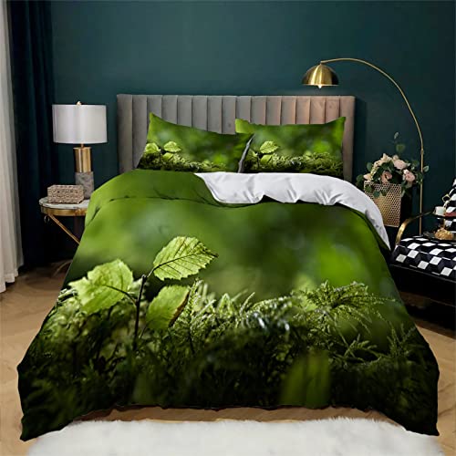 MAQUE Funda Nordica Cama 90 - césped Verde Suave Microfibra Juego Funda Nordica 90 - Funda Nordica 135x200 cm con Cremallera y 2 Fundas de Almohada 50x80 cm