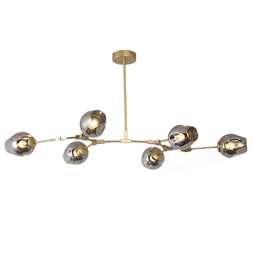 Adjustable Downrod Modern Glass Shade Magic Bean Pendant Lamp,Modern Molecular Chandelier,Creative Hanging Lighting Fixture-B 6 Lights