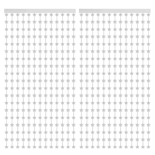 QUARKZMAN 2 Pack Rideaux Étoiles Argent, Rideaux Verts 3.3x6.6ftÉtincelant Étoiles Guirlande Frange Décorations pour Anniversaire Mariage Fête Nouvel An