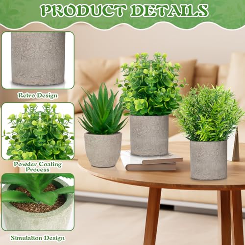 7 Pieces Plantes Artificielles Interieur, Mini Fausse Plante avec Pot, Artificielles Verdure Plastique Petite Plante Artificielle Interieur pour Bureau Salon Chambre Salle De Bain – Image 5