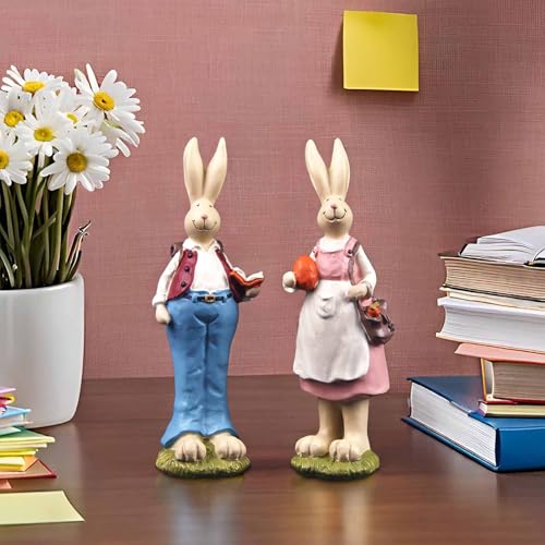 Figuras de Conejo de Pascua Set de 2 Decoración para Hogar miniatura 2