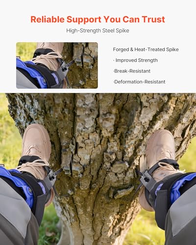 Image of VEVOR Tree Climbing Spikes, 1 Pair Height-Adjustable Climbing Spurs, 350lbs Load Capacity Tree Climbing Gear with Straps, Arborist Equipment for Climbers, Hunting, Fruit Picking