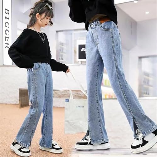 Teen Girl's Hem Stretchy Flare Jeans High Waist Bell Bottom Toddler Denim Long Pants Summer Streetwear with Pocket3