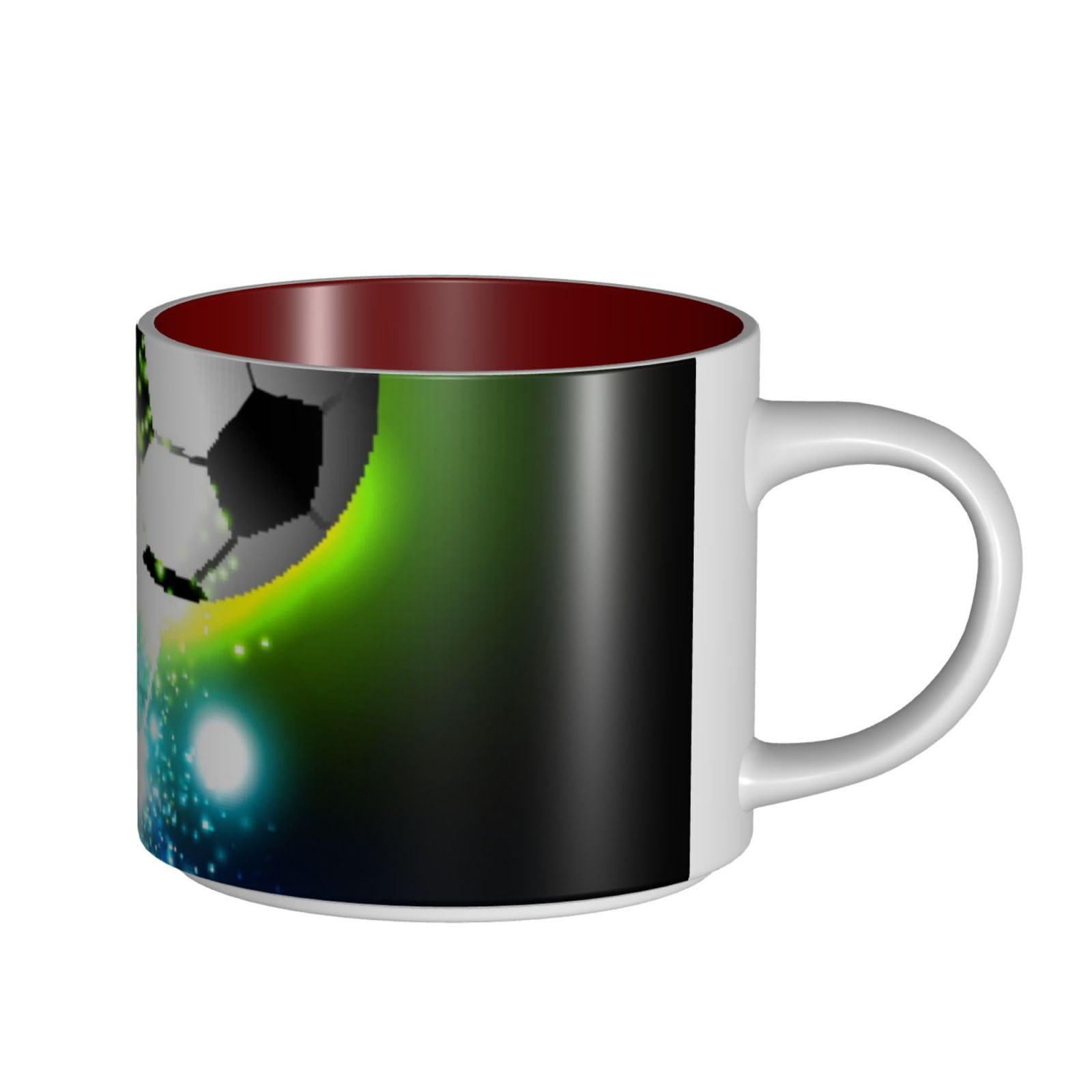 Tazza di caffè di ceramica di grande capacità stampata palla di calcio fresco