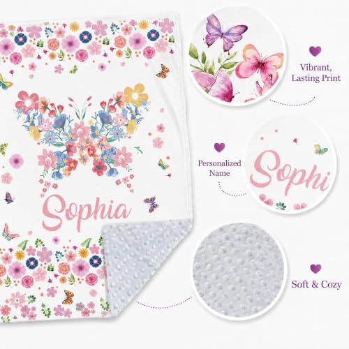 Image of Personalized Baby Blanket for Girls, Custom Nursery Blanket with Name, 30 x 40 Inch Soft Minky Blanket for Baby Toddlers, Newborn Print 05