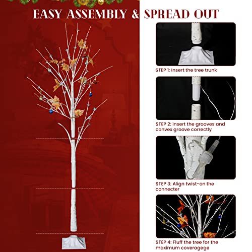 Recaceik Lighted Birch Trees, 4 Feet 5 Feet And 6 Feet Tree Artificial Birch Tree With Flower Light, Pack Of 3, For Christmas Halloween Home Party Wedding Decoration, Indoor Outdoor Use #TOP7