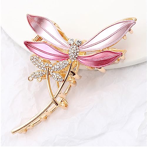 Metal Big Hair Claw Clips, Dragonfly Lotus Rose Shiny Rhinestone Nonslip Hair Jaw Clips Hair Catch Barrette Clamp Hair Accessories For Women Girls #TOP2