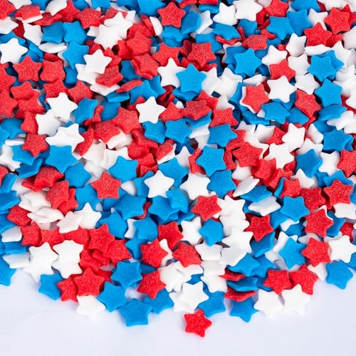 Image of Patriotic Sprinkles,Blue Red and White Stars Mix for Cake,July 4th Edible Confetti Sprinkle for Baking Decorations,130g,Stars-Shape Sugar,for Cookies,Ice Cream,Fondant Cake,Cupcakes,Desserts Decorating,May Day,Memorial Day,Flag Day,Juneteenth,Independence Day,4th of July Party Supplies | 130g,Stars-Shape Sugar for Baking Decorations,Cookies,Ice Cream,Fondant Cake,Cupcake,Dessert Toppers,Birthday Party Supplies