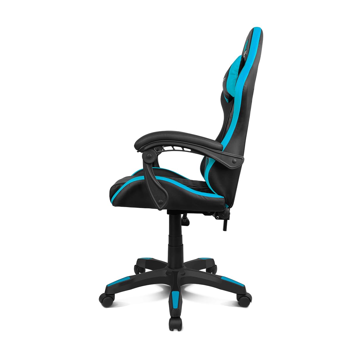 DRIFT GAMING DR35 – Profesjonalny ergonomiczny fotel gamingowy z podparciem lędźwiowym i regulowanymi podłokietnikami 2D, odchylany 135°, ciche koła, tapicerka ze skóry syntetycznej, Czarny/Niebieski