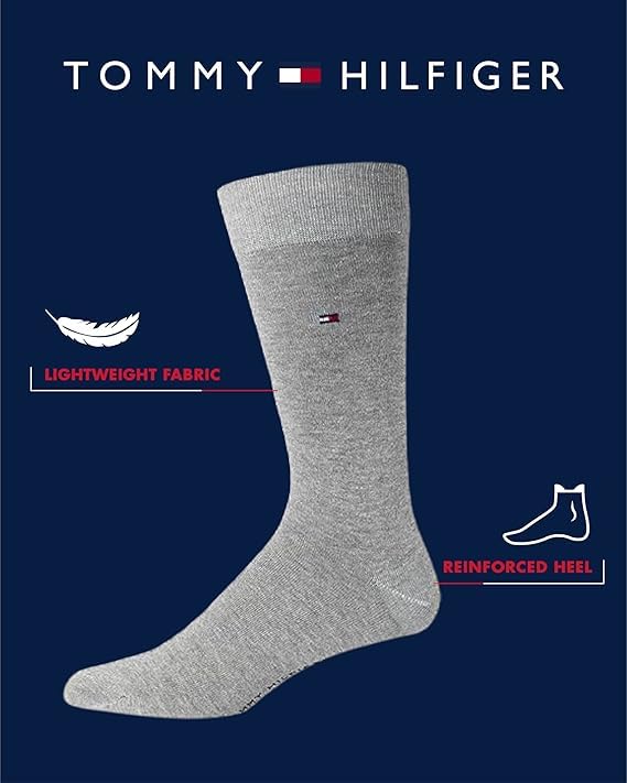 Tommy Hilfiger Mens Dress Socks - 5 Pairs Lightweight Comfort Fabric Reinforced Heel Crew Sock - Dress Socks for Men (7-12)3