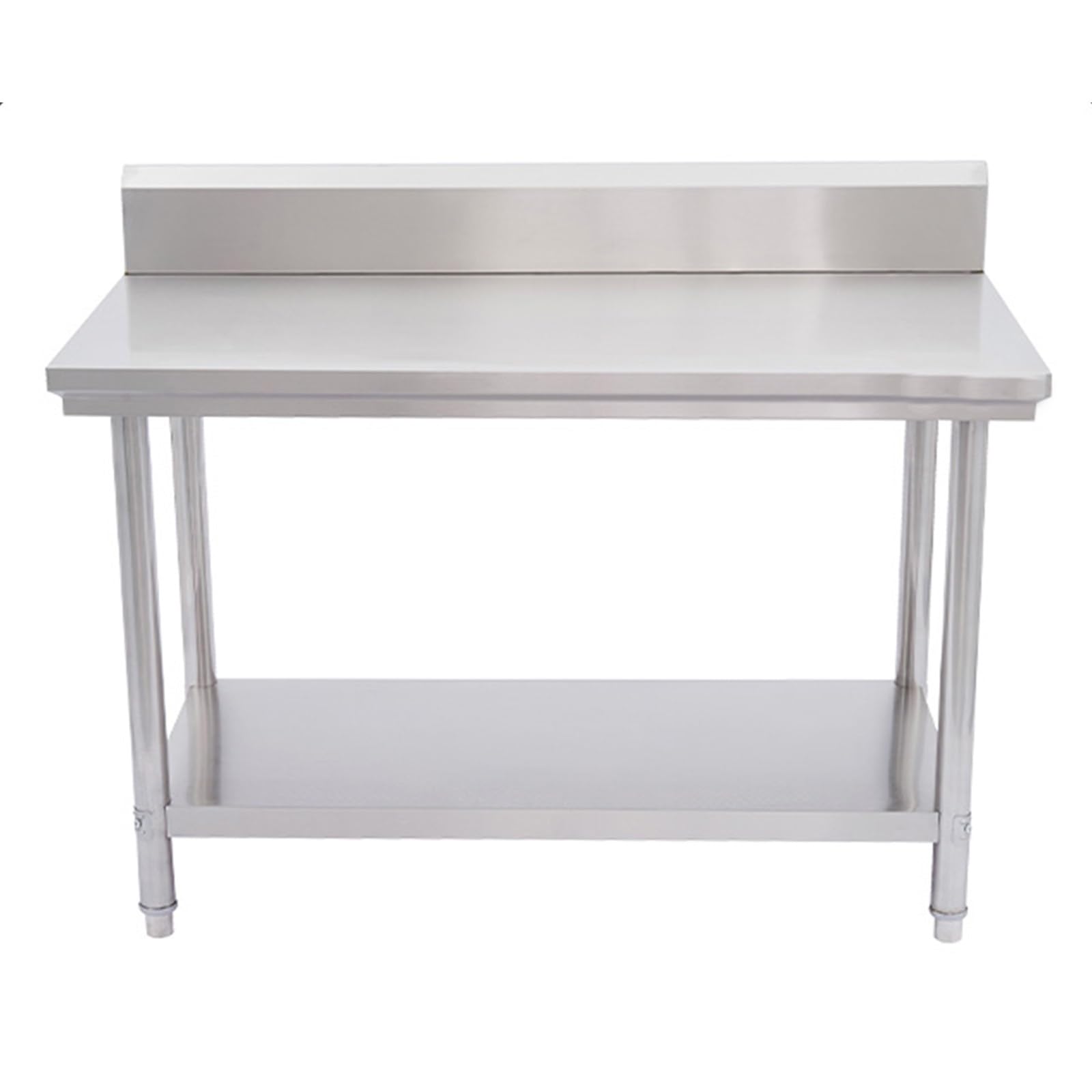 Isla de Cocina Comercial de Acero Inoxidable - Mesa de preparación de Dos Niveles con Respaldo, 80 x Color A, Ideal para restaurantes, repostería y envasado de Alimentos